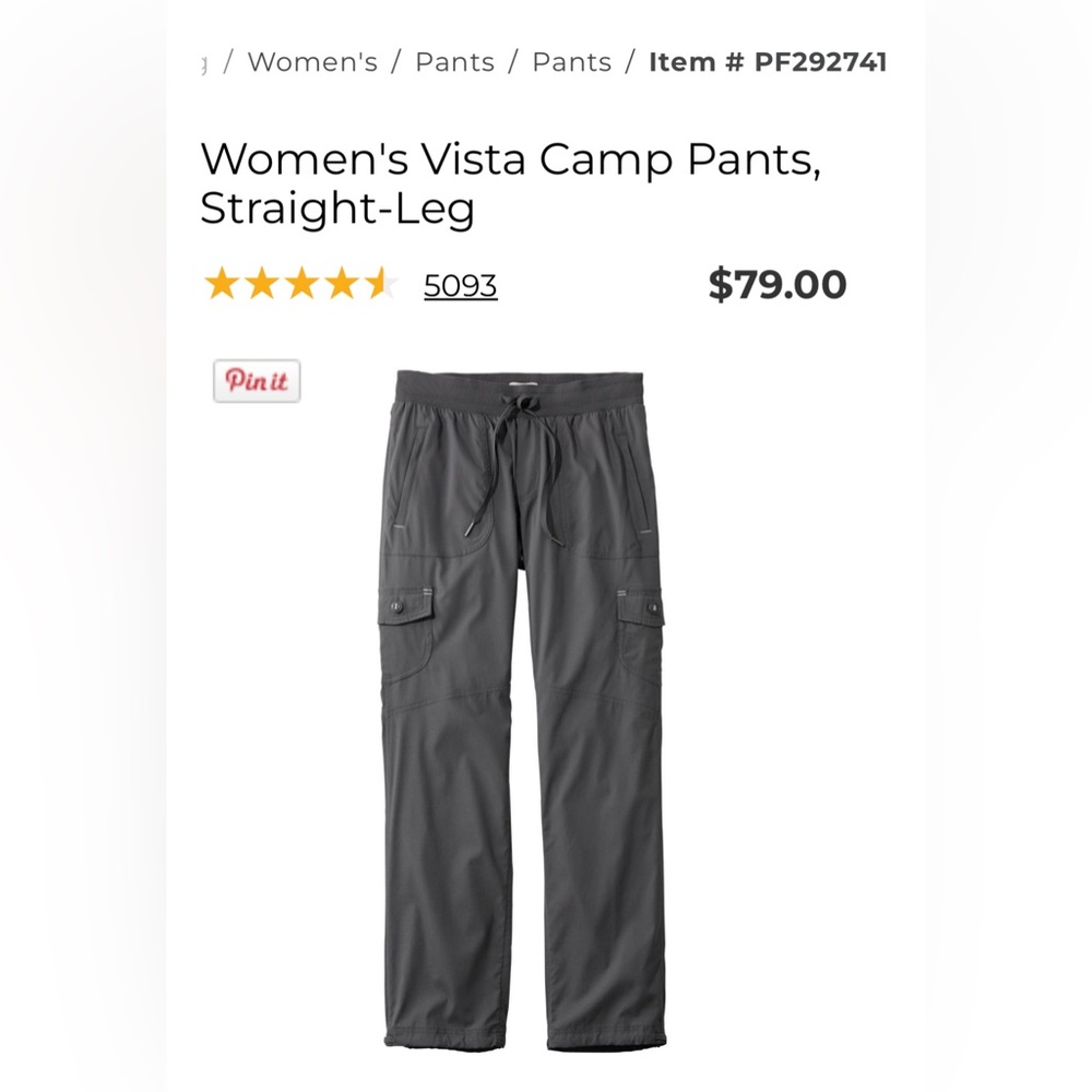 Women’s LL Bean Vista  camp pants straight legs.